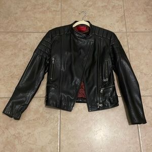Hugo boss womens black leather jacket size small